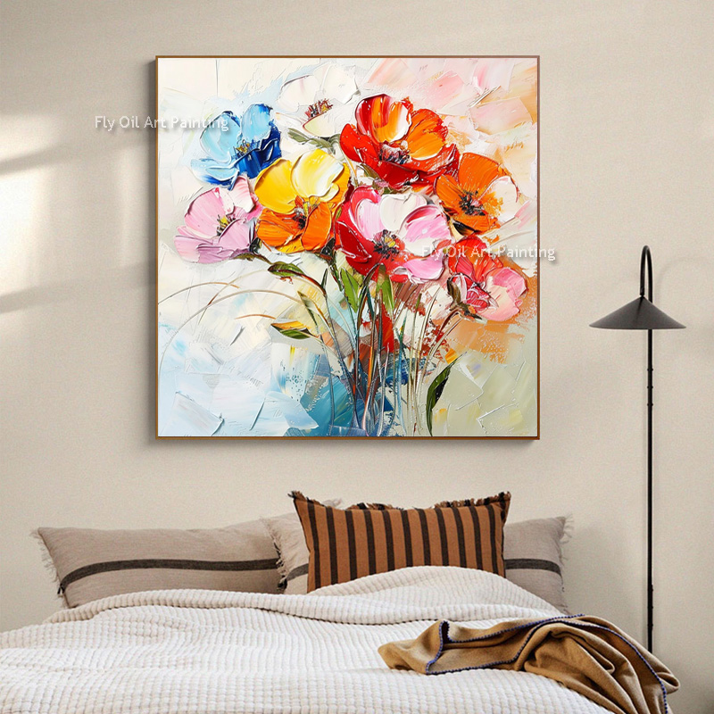 Home Decor Color Palettes - Gruby, ręcznie malowany obraz olejny z