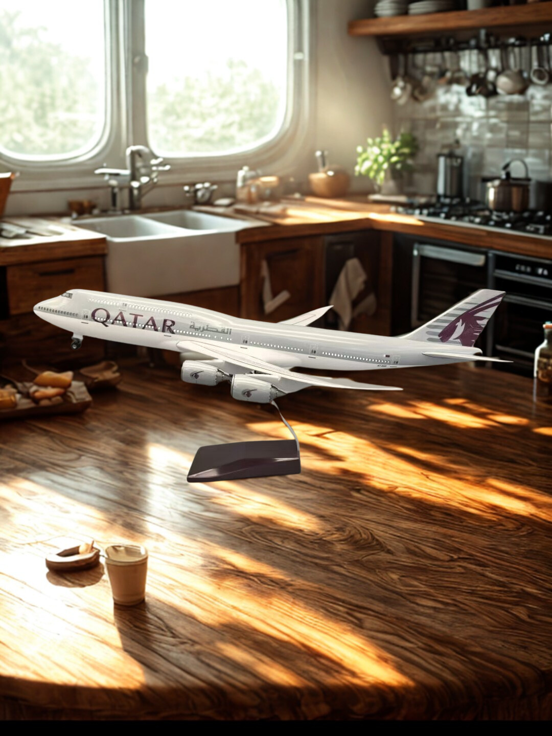 Home Decor Qatar - Model samolotu Boeing B747-8 Qatar w