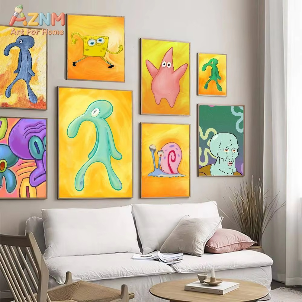 Geometric Wall Art - 1 szt. AZMN SpongeBob SquarePants Abstrakcyjna