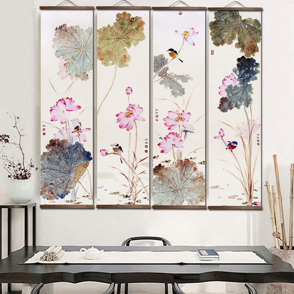 Home Decor Ikea - Chiński styl lotos lotos liść płótno