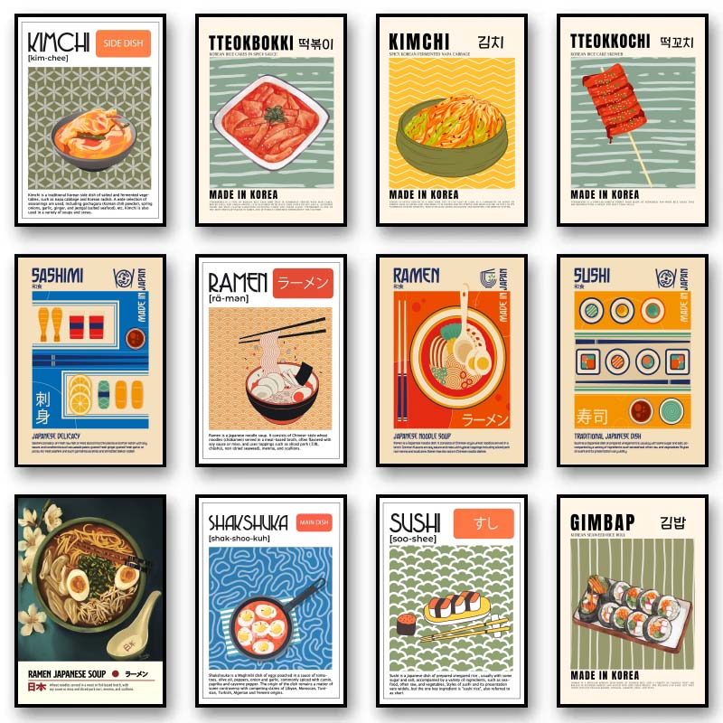 Home Decor Korea - Plakat na płótnie z azjatyckim jedzeniem,