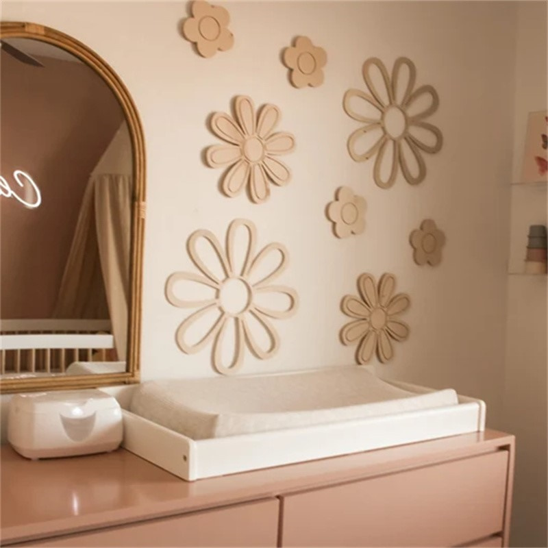 Home Decor Korea - Drewniane kwiaty stokrotki na ścianę, dekoracja