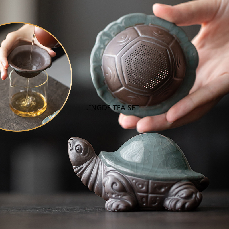 Home Decor Quirky - Ceramiczny Zestaw do Herbaty z Żółwiem,