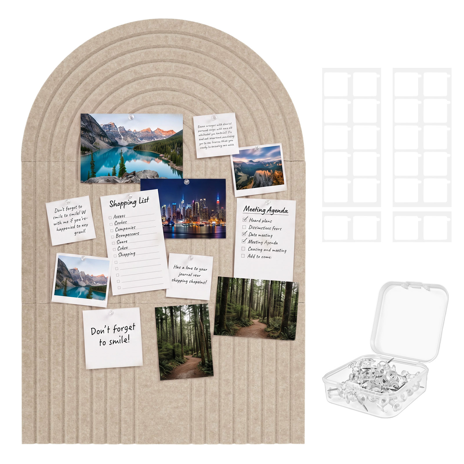 Home Decor Vision Board - Duża łukowata tablica ogłoszeń z filcu