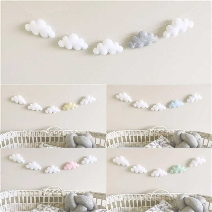 Home Decor Korea - Nordic filcowe girlandy chmurowe sznurek dekoracja