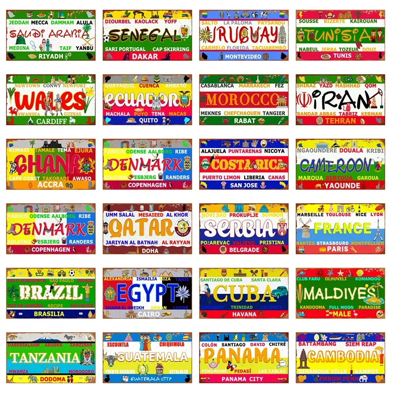 Qatar Tunisia Brazil Cuba Tin  – Home Decor Qatar recenzja i cena