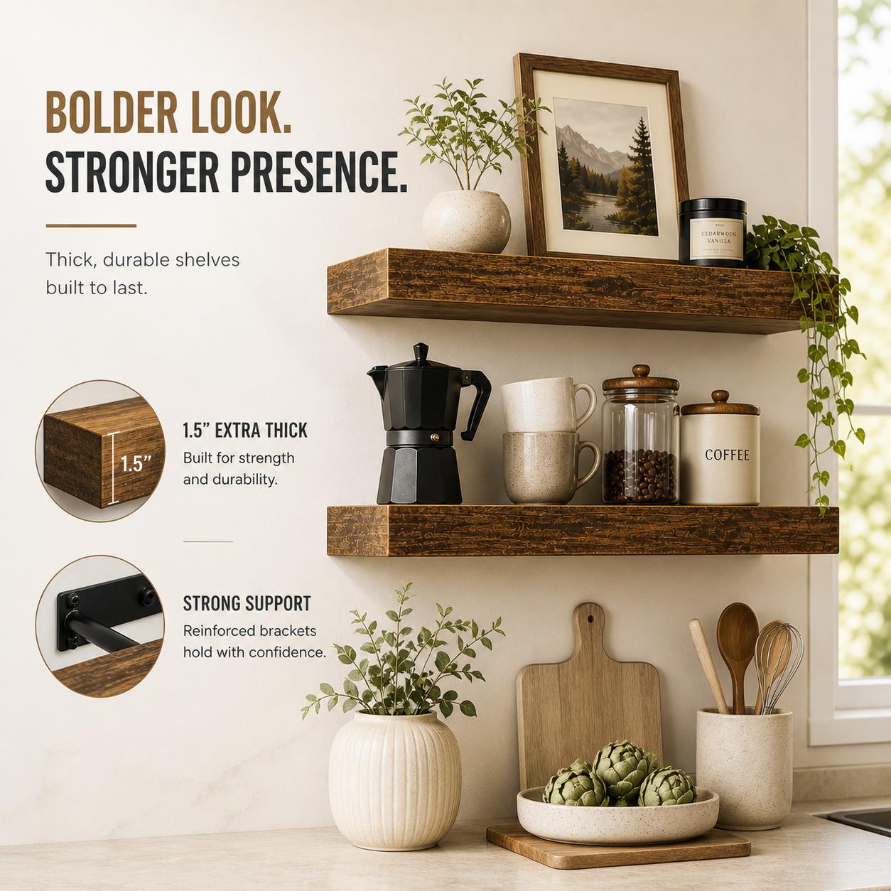 2 sztuki rustykalnych drewnian – Floating Shelves recenzja i cena